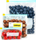 Gefrierbeutel, 100 Stück zipper beutel, Tasche mit Reißverschluss, Gefrierbeutel Wiederverwendbar mit Erweiterbarer Boden, Frischhaltebeutel für Obst, Gemüse, Fleisch, Getreide, Snacks
