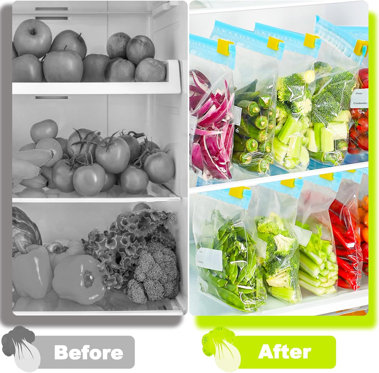 Gefrierbeutel, 100 Stück zipper beutel, Tasche mit Reißverschluss, Gefrierbeutel Wiederverwendbar mit Erweiterbarer Boden, Frischhaltebeutel für Obst, Gemüse, Fleisch, Getreide, Snacks