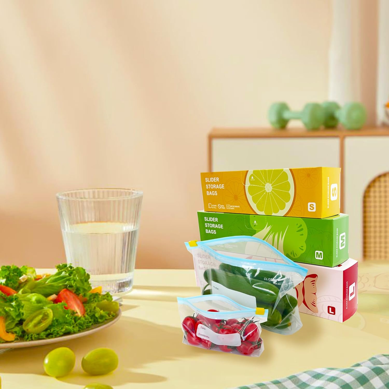 Gefrierbeutel, 100 Stück zipper beutel, Tasche mit Reißverschluss, Gefrierbeutel Wiederverwendbar mit Erweiterbarer Boden, Frischhaltebeutel für Obst, Gemüse, Fleisch, Getreide, Snacks